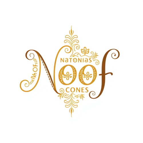 AI Design for Letterform for mehendi cones named "NOOF": A stylized "N" formed from delicate henna swirls and floral motifs, suggesting intricate artistry and natural beauty., Earthy tones of deep henna brown, rich ochre, and a touch of saffron, Elegant and flowing script that mimics the art of henna application. Design inspired by traditional Indian mehendi patterns and botanical illustrations, with a focus on fine linework and organic shapes., transparent background.