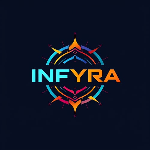 AI Design for i need a tech based logo with firy look named as INFYRA