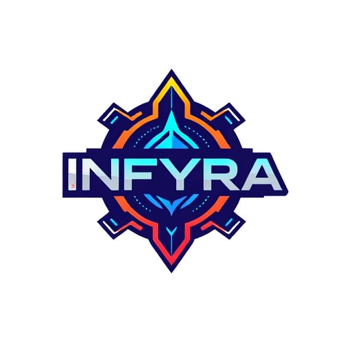AI Design for i need a tech based logo with firy look named as INFYRA