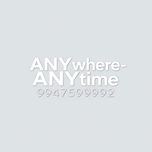 AI Design for I want with white letters to write "ANYwhere-ANYtime 6947539992"