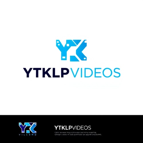 AI Design for Minimalist for a video production company named "YTKLPVIDEOS": Clean lines, bold geometric shapes, vibrant blue and white palette, sans-serif typeface. Design inspired by film reels and digital data streams, abstract and modern aesthetic, high-contrast imagery, white background.