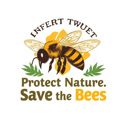 AI Design for Environmental poster design of a honeybee, with text "Protect Nature, Save the Bees", artistic, bold colors, eye-catching, digital artwork