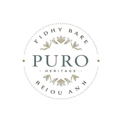 AI Design for PURO HERITAGE is a premium fashion label dedicated to 100%linen apparel — shirts, co-ord sets, and bottoms crafted for both men and women.Rooted in the values of heritage, craftsmanship, and sustainability, the brand seeksto blend timeless cultural narratives with contemporary silhouettes. Drawinginspiration from the craftsmanship of 100Capri and the cultural storytelling ofFabIndia and Jaypore, PURO HERITAGE embodies luxury and authenticity whilechampioning eco-conscious fashion. according to this explanation please make logo