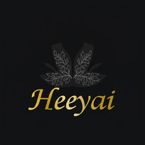 AI Design for Make the background full solid black, change the word Heeyai into elegant caligrphy font type, keep the collection as it is and make change the font colour into golden gradient