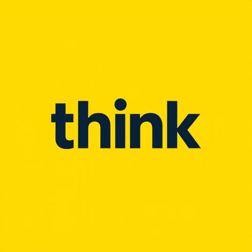 AI Design for "Think" it is the keyword we will use for my company branding identity. I do not mind a simple logo, but the it has to unforgettable and effortlessly memorable, the Word "think" can be use in the logo by twisting, calligraphed or anything, can use two tonal colors, or negative positive or whatever, change fonts too, use lines/geometry if required