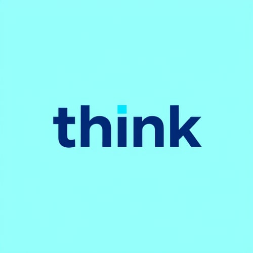 AI Design for "Think" it is the keyword we will use for my company branding identity. I do not mind a simple logo, but the it has to unforgettable and effortlessly memorable, the Word "think" can be use in the logo by twisting, calligraphed or anything, can use two tonal colors, or negative positive or whatever