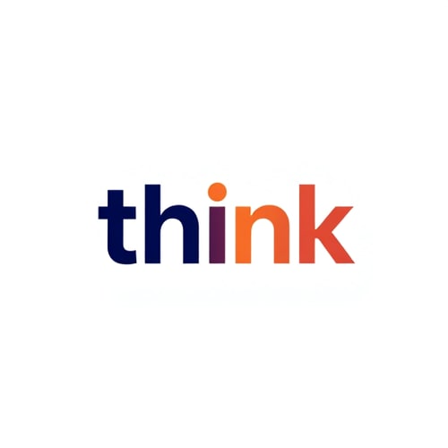 AI Design for "Think" it is the keyword we will use for my company branding identity. I do not mind a simple logo, but the it has to unforgettable and effortlessly memorable, the Word "think" can be use in the logo by twisting, calligraphed or anything, can use two tonal colors, or negative positive or whatever, change fonts too,