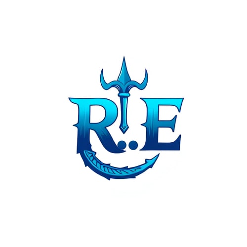 AI Design for design a logo for R.E With Trident in blue shade