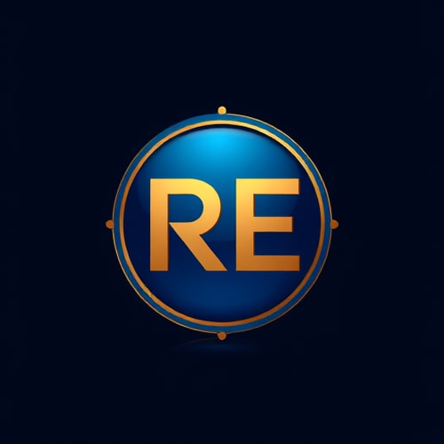 AI Design for design a logo for RE in gold and blue shade