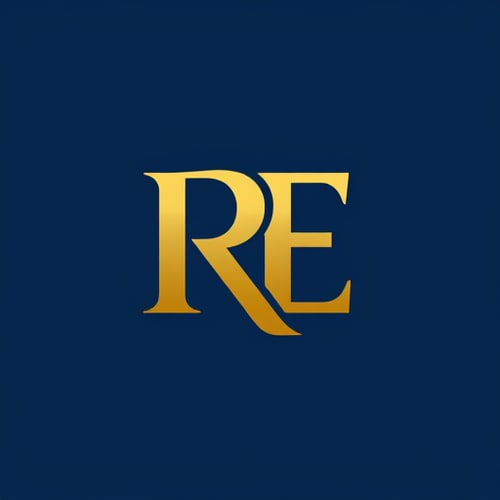 AI Design for design a logo for RE in gold and blue shade