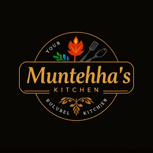 AI Design for Design a unique and beautiful catering logo name is munteha's kitchen