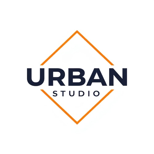 AI Design for design a logo named Urban Studio in a creative font also with a diamond outline along with a minimal color pallet