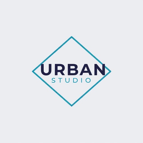 AI Design for design a logo named Urban Studio in a creative font also with a diamond outline along with a minimal color pallet