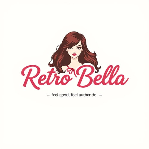AI Design for Make a logo for my website for affiliate marketing named "Retro Bella" and with the tagline "feel good, feel authentic" with a stylish girl. Please make it look stylish and attractive