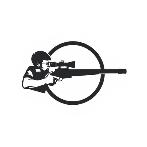 AI Design for Design logo for youtube The pupil looks through the scope of a sniper rifle.