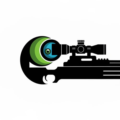 AI Design for Design logo for youtube The pupil looks through the scope of a sniper rifle.