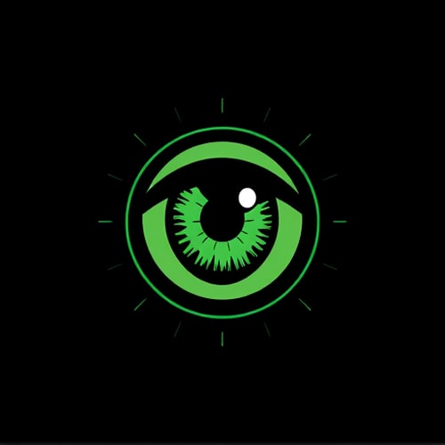 AI Design for Design logo Green eye looks through the black scope