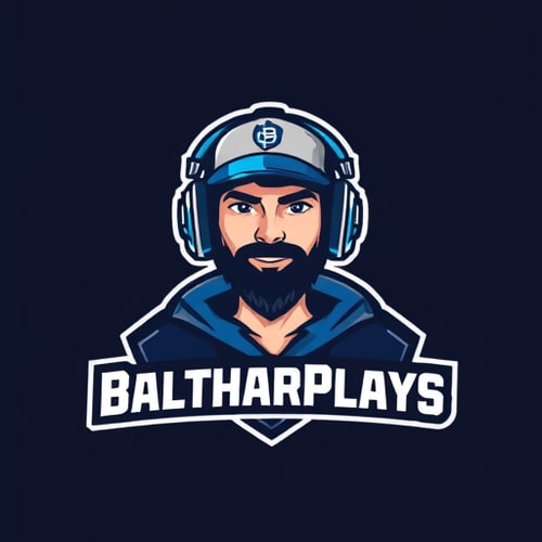 AI Design for "Banner for a gaming YouTube channel featuring a guy, wearing a cap and headphones with a microphone, named BalthazarPlays."