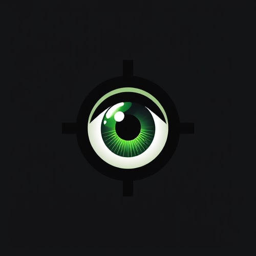 AI Design for A green eye in a black scope