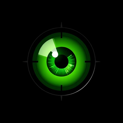 AI Design for A green eye in a black scope