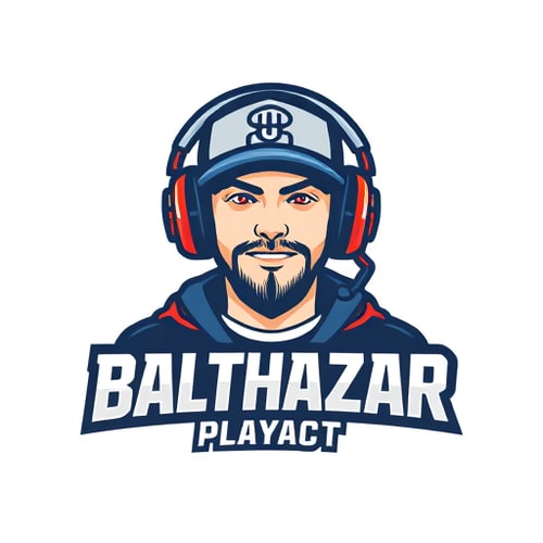 AI Design for "Banner for a gaming YouTube channel featuring a guy, wearing a cap and headphones with a microphone, named BalthazarPlays."