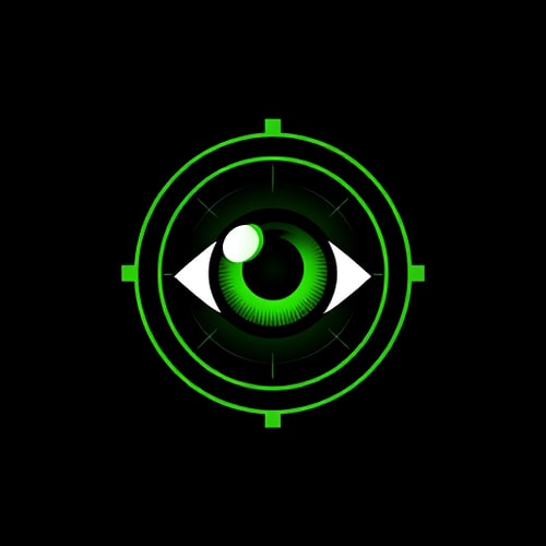AI Design for A green eye in a black scope