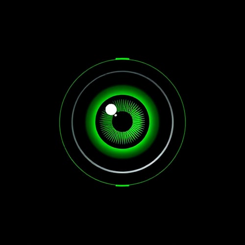AI Design for A green eye in a black scope
