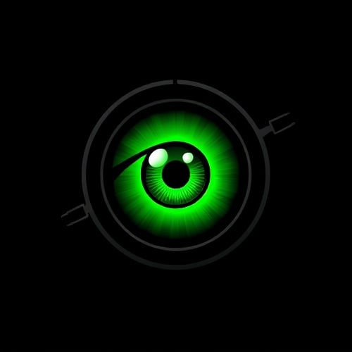AI Design for A green eye in a black scope