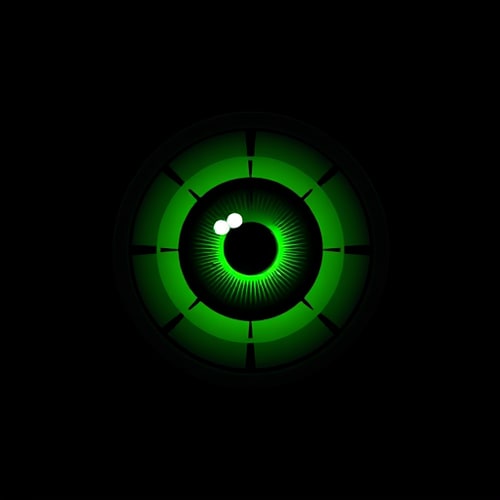 AI Design for A green eye in a black scope