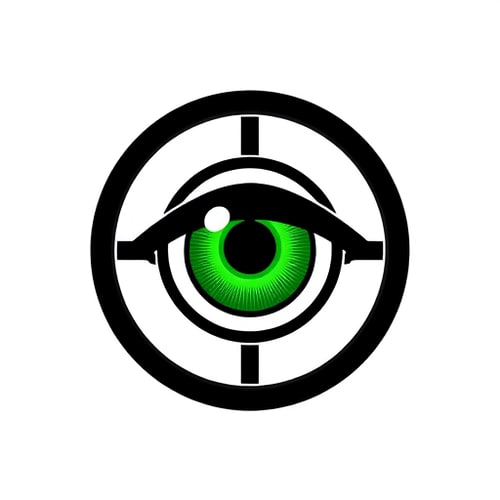 AI Design for A green eye in a black scope