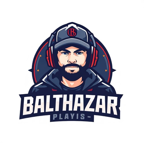 AI Design for Banner for a gaming YouTube channel featuring a guy in a cap and headphones with a microphone, titled BalthazarPlays