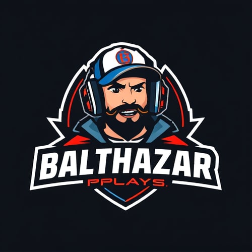 AI Design for Banner for a gaming YouTube channel featuring a guy in a cap and headphones with a microphone, titled BalthazarPlays
