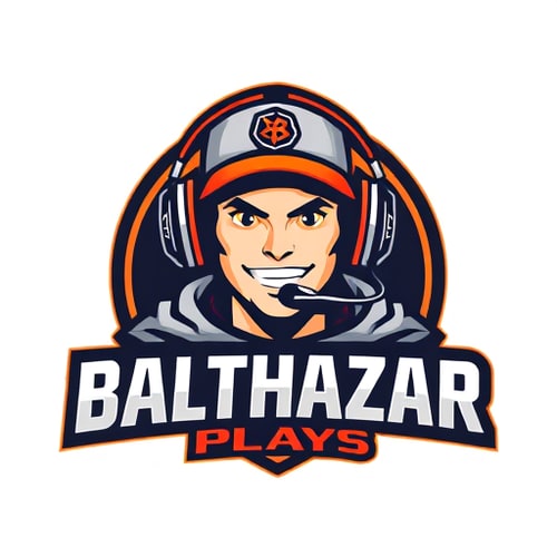 AI Design for Banner for a gaming YouTube channel featuring a guy in a cap and headphones with a microphone, titled BalthazarPlays