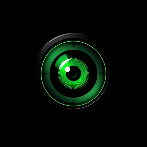 AI Design for A green eye in a black scope