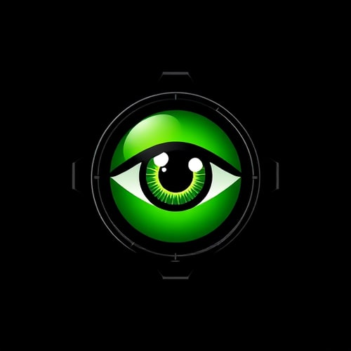 AI Design for A green eye in a black scope