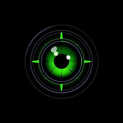 AI Design for A green eye in a black scope