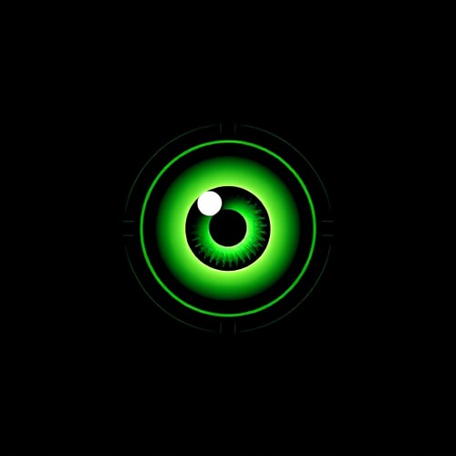 AI Design for A green eye in a black scope