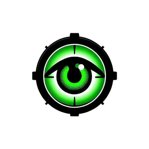 AI Design for A green eye in a black scope