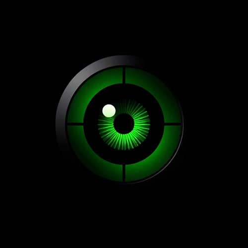 AI Design for A green eye in a black scope