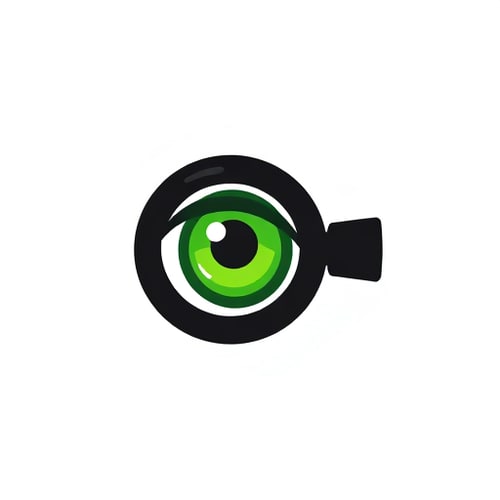 AI Design for A green eye looks into a black telescopic sight