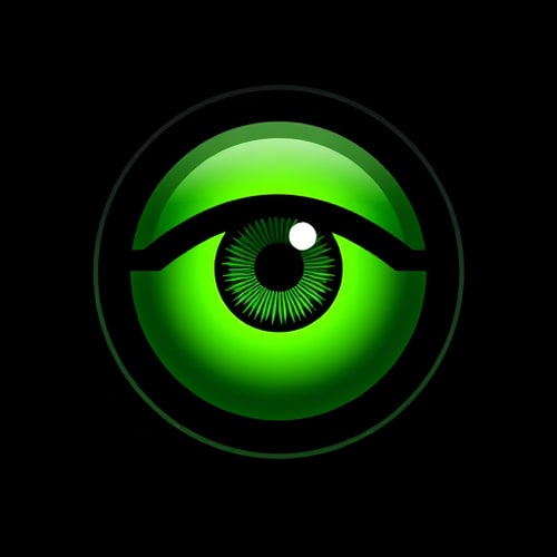 AI Design for A green eye in a black scope