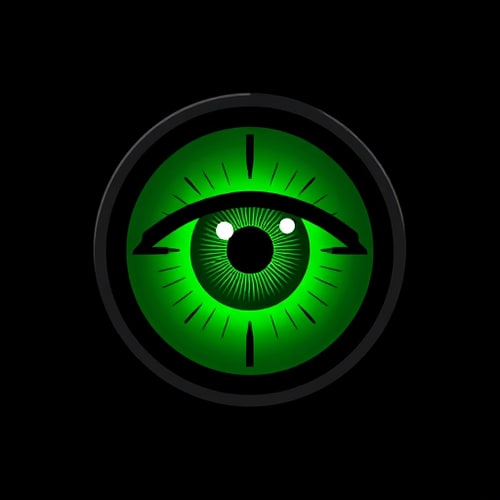 AI Design for A green eye in a black scope