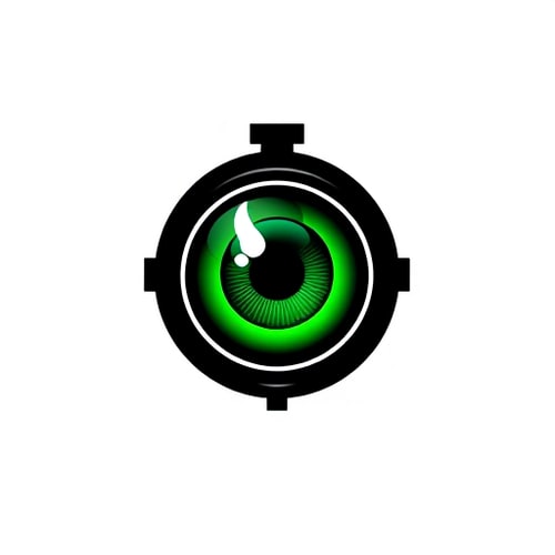 AI Design for A green eye in a black scope