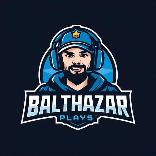 AI Design for Banner for a gaming YouTube channel featuring a guy in a cap and headphones with a microphone, titled BalthazarPlays