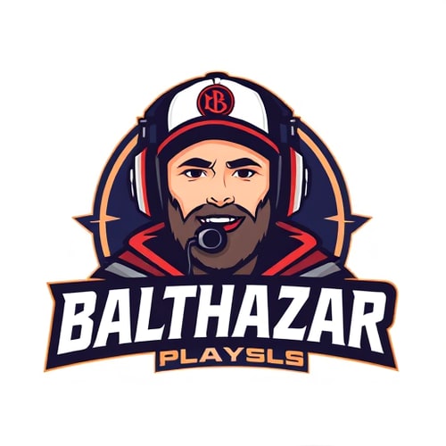 AI Design for Banner for a gaming YouTube channel featuring a guy, no beard, wearing a cap and headphones with a microphone, named BalthazarPlays