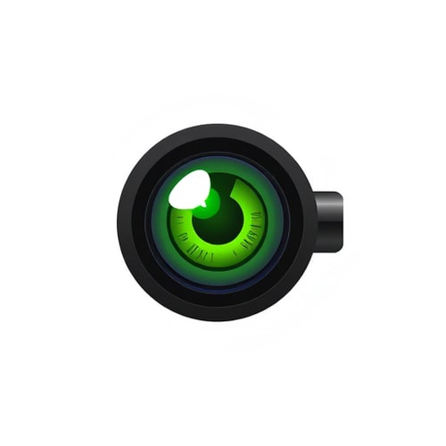 AI Design for A green eye looks into a black telescopic sight