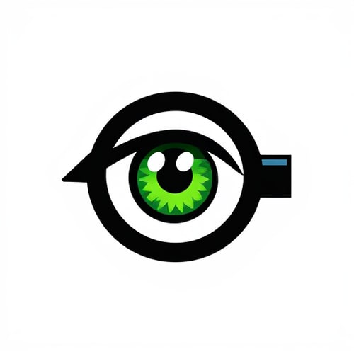 AI Design for A green eye looks into a black telescopic sight
