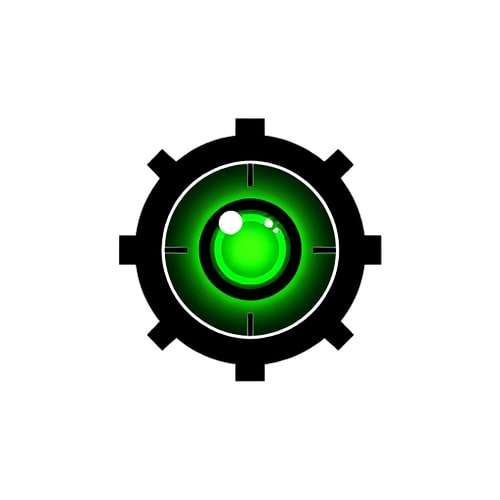 AI Design for A green eye in a black scope