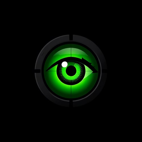 AI Design for A green eye in a black scope