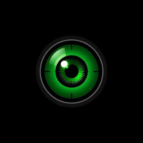 AI Design for A green eye in a black scope